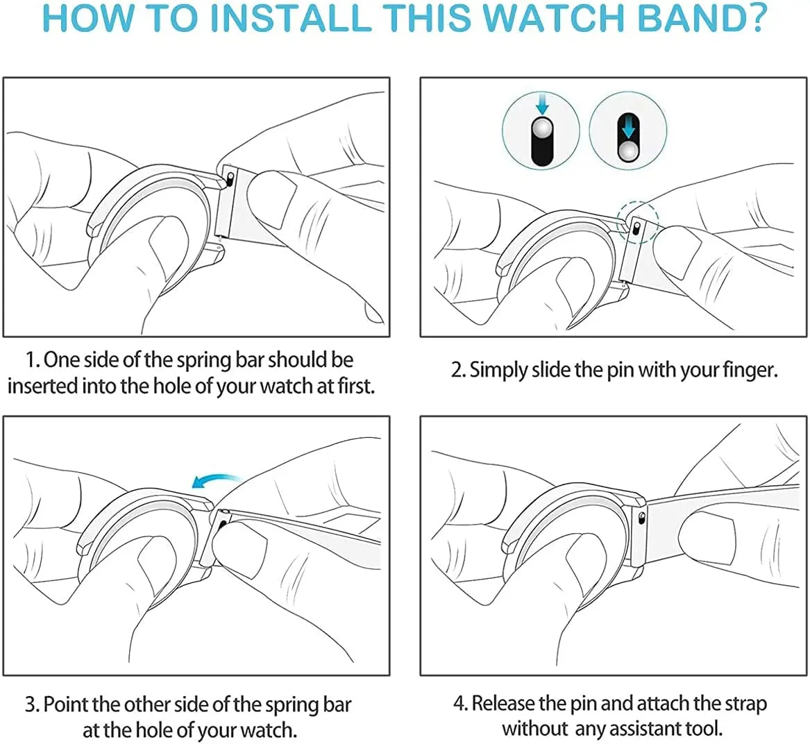 Universal 20mm/22mm Smartwatch Replacement Strap Bracelet