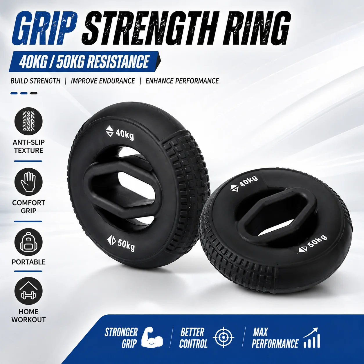 Enhanced Grip Strengthening Ring - Hand & Forearm Trainer with Anti-Slip Design for Home Fitness & Strength Training