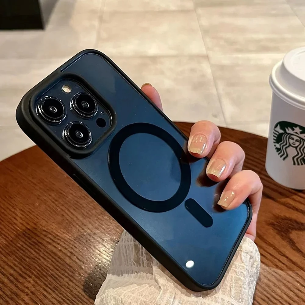 Transparent Shockproof Magsafe-Compatible Case with Magnetic Wireless Charging