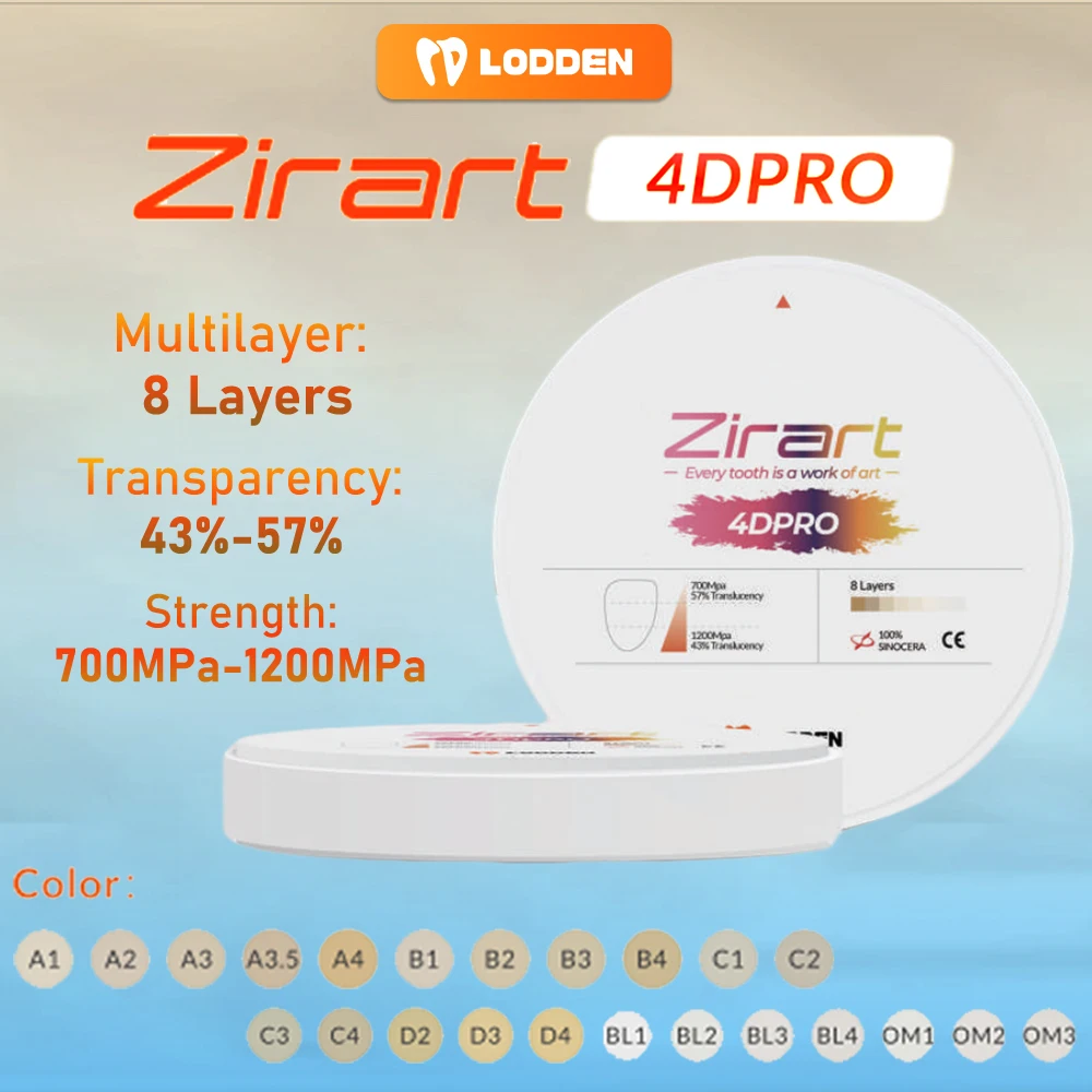 Lodden 4D PRO Zirconia Dental Multilayer Block Disc 98mm Dental  Zirconium Disc Disk Block for CAD CAM Dental Products 1