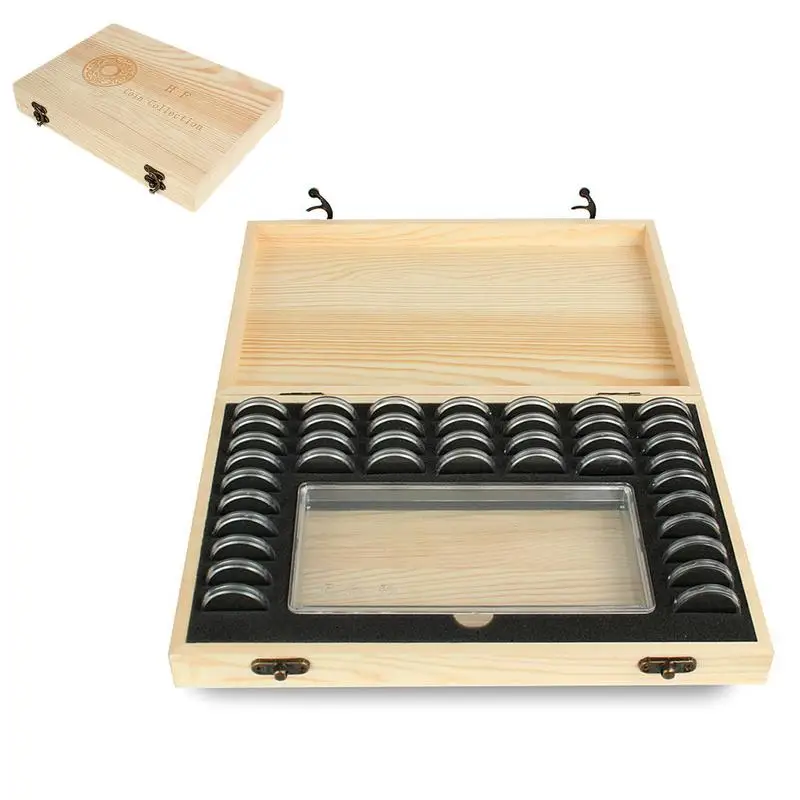 

Coin Holders Box Coin Collection Wooden Storage Holder Box With Lock Coin Collector Organizer Coins Display Commemorative Case