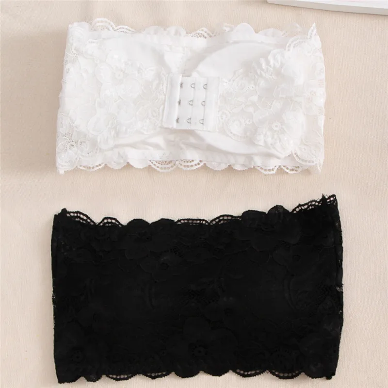 Lace Strapless Bra Women's Sexy Casual Wrap Tube Top Bandeau Short Tanks Bra Sleeveless Tank Tops