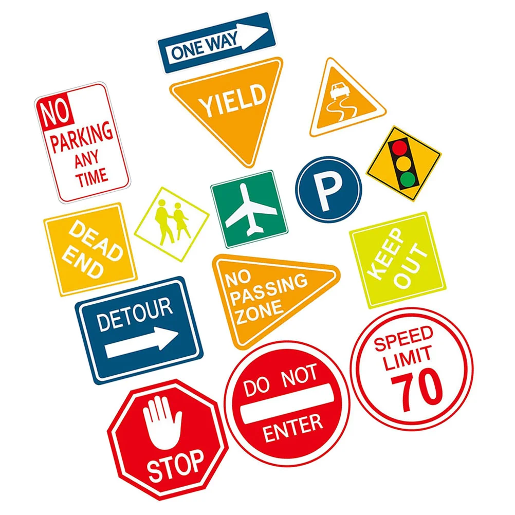 

Road Sign Stickers Office Decor Traffic Wall Decal Decorative Bedromroom Decorations Pvc Decals Peel and Bling Bedroom