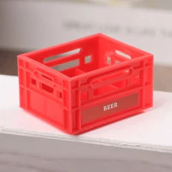 Miniature Dollhouse Beer Bottle & Basket Set - Doll Bar Scene Decor & Photo Prop (Red)