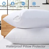 1PC White Pillow Cover Waterproof Pillow Protector Anti Mites Bed Bug Proof Zipper Pillow Cover Allergy Pilow Case 50X70CM 2