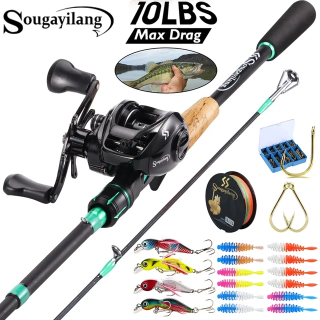 Sougayilang Fishing Rods Combo 1.8/2.1m Carbon Fiber Casting Rod And 7.2:1  Gear Ratio Casting Reel With Lure And Line For Bass - Rod Combo - AliExpress