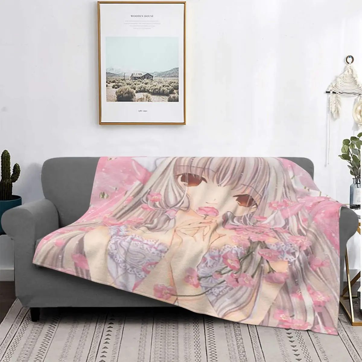 

Chi Chobit Anime Plaid Blankets Sofa Cover Flannel Spring Beautiful Doll Soft Throw Blanket for Sofa Travel Plush Thin Quilt