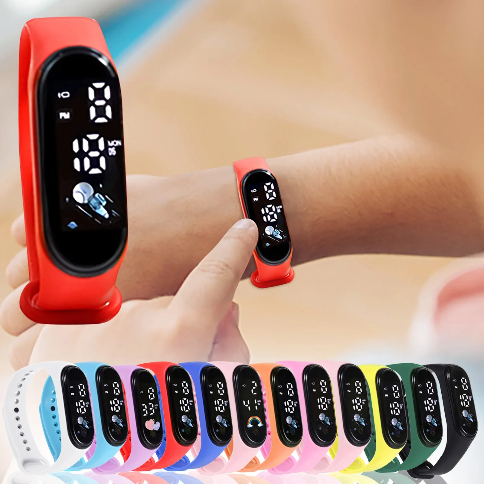 Kids Wrist Watch Outdoor LED Clock Number Display Outdoor Sports Digital Wristband Girls Boys Sport Bracelet Wristband Watch 2