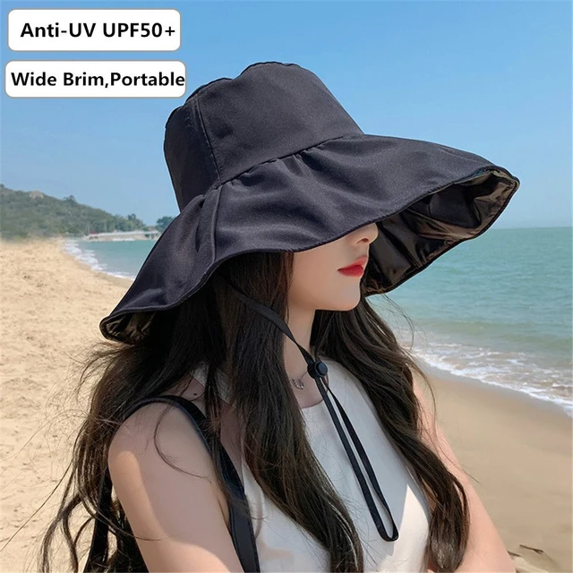 Anti-UV Bucket Hat Women Men Wide Brim Beach Sun Hat Summer