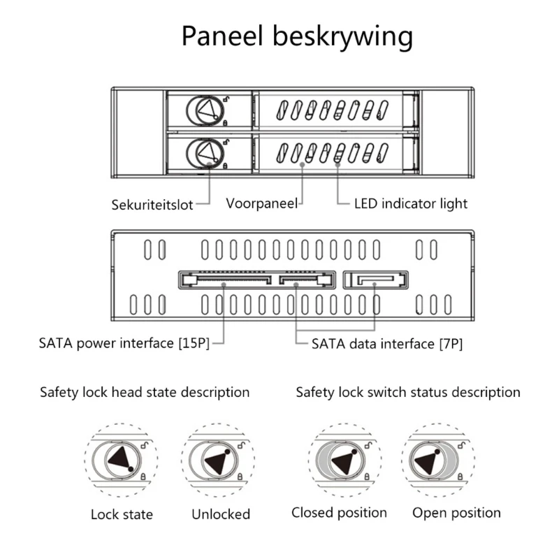 OImaster 4-Bay 2.5 Inch SATA HDD SSD Mobile Rack Internal Enclosure Description Image.