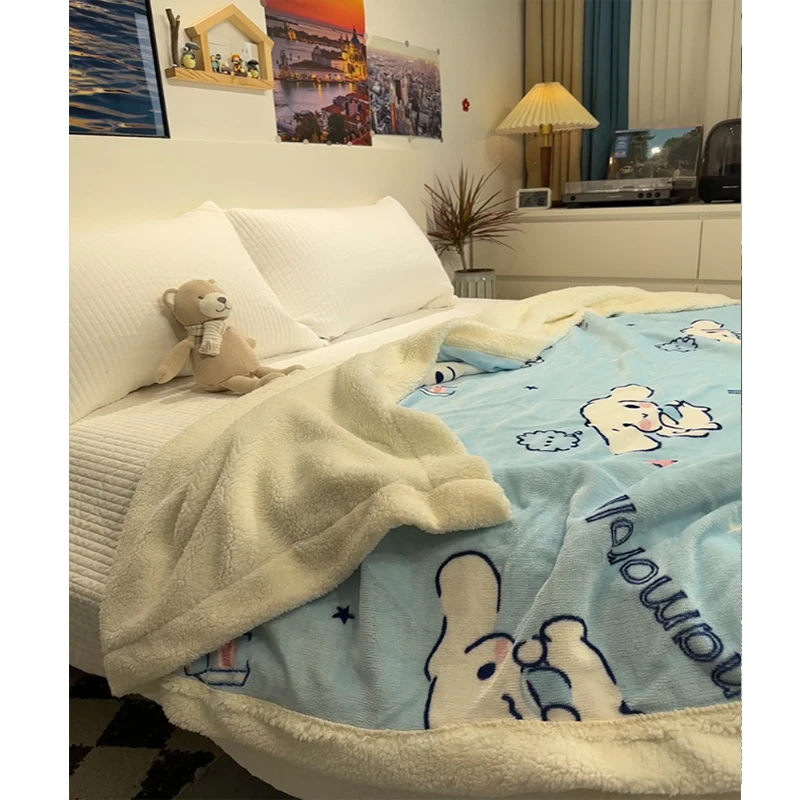 

Cinnamoroll Sanrio Kawaii Anime Lamb Wool Blanket Thickened Winter Cute Cartoon Office Velvet Sofa Blanket Comforter Toys Girls