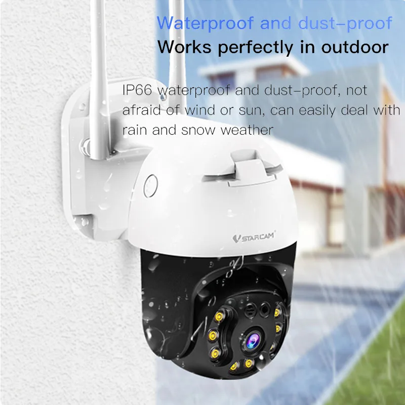 Vstarcam 3MP Wifi IP Camera Dome AI Security Camera P2P PTZ Wireless 2 Way Audio Outdoor Waterproof IR Color Night Support 128G