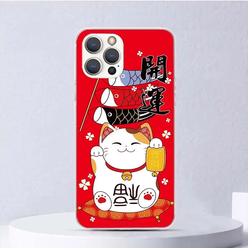 Lucky Cat Maneki Neko Japanese Soft Phone Case