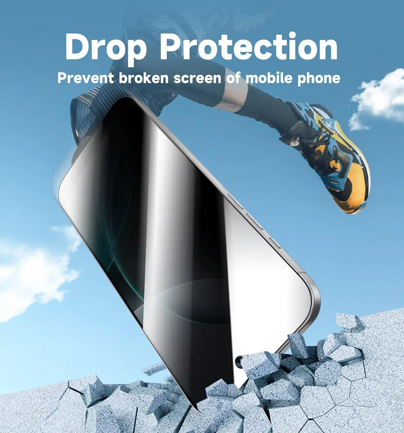Privacy Tempered Glass Screen Protector with Auto Dust Elimination