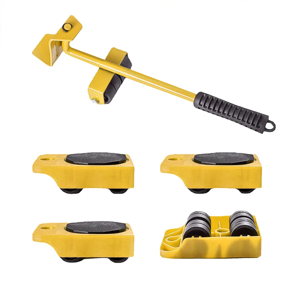 5PCS Heavy Moving Furniture Mover Roller Set Easy Move Removal Slider Wheel Kit Washing Machine Refrigerator Transport Tool