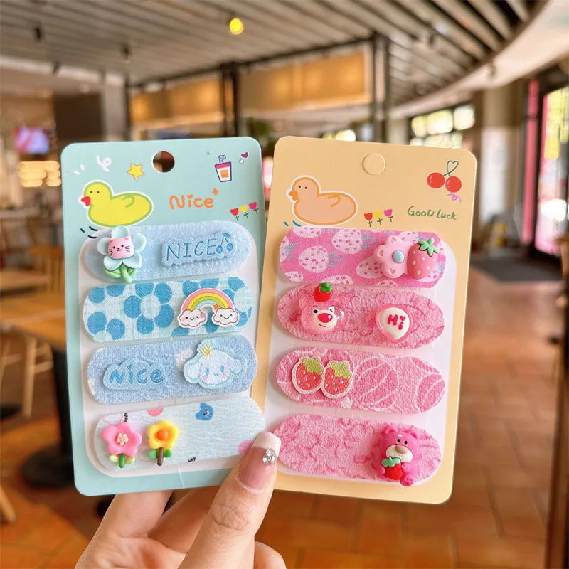 

4pcs/set Cute Cartoon Animal Magic Stick Sweet Fruit Flower Girls Bangs Hair Clips Kids Headwear Barrettes Korean Accessories