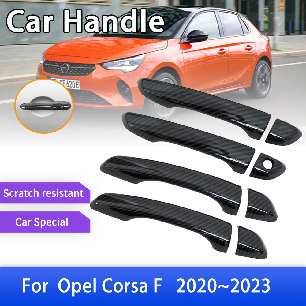 Couvercle de poignée de porte en fibre de carbone pour Opel Corsa F,  accessoires de voiture, film de protection, autocollants, 2020, 2021, 2022,  2023