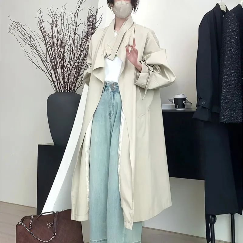 

Korean Casual Style Younger Fashion Mid-Length Trench Coat Special-Interest Design Loose Exquisite Overcoat