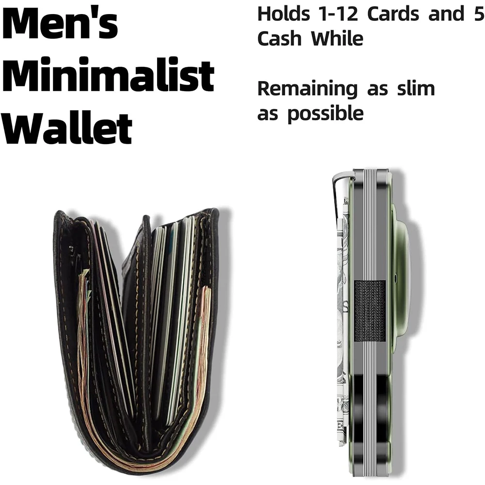 AirTag Wallet with Money Clip, Slim Wallet with AirTag Holder, Minimalist for Men, Carbon Fiber Wallet, Holds 15 Cards