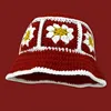 Flower Crocheted Bucket Hat Handmade  Retro Smaller face For MenWomen Sun Hat Travel Hollow  Fisherman Hats 3