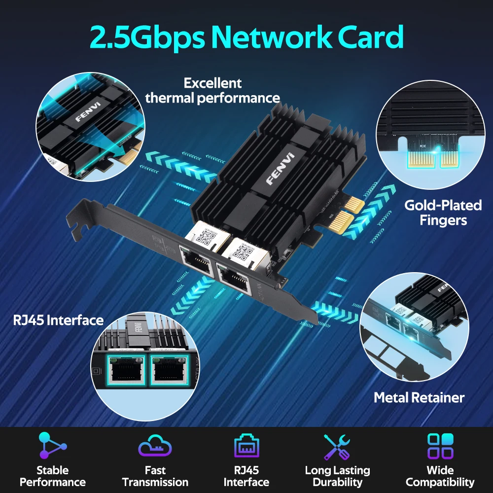 FENVI For I226 PCI Express To RJ45 Network Card PCI-E RJ45 Gigabit Ethernet 2.5G 2500Mbps WiFi Adapter — view 4