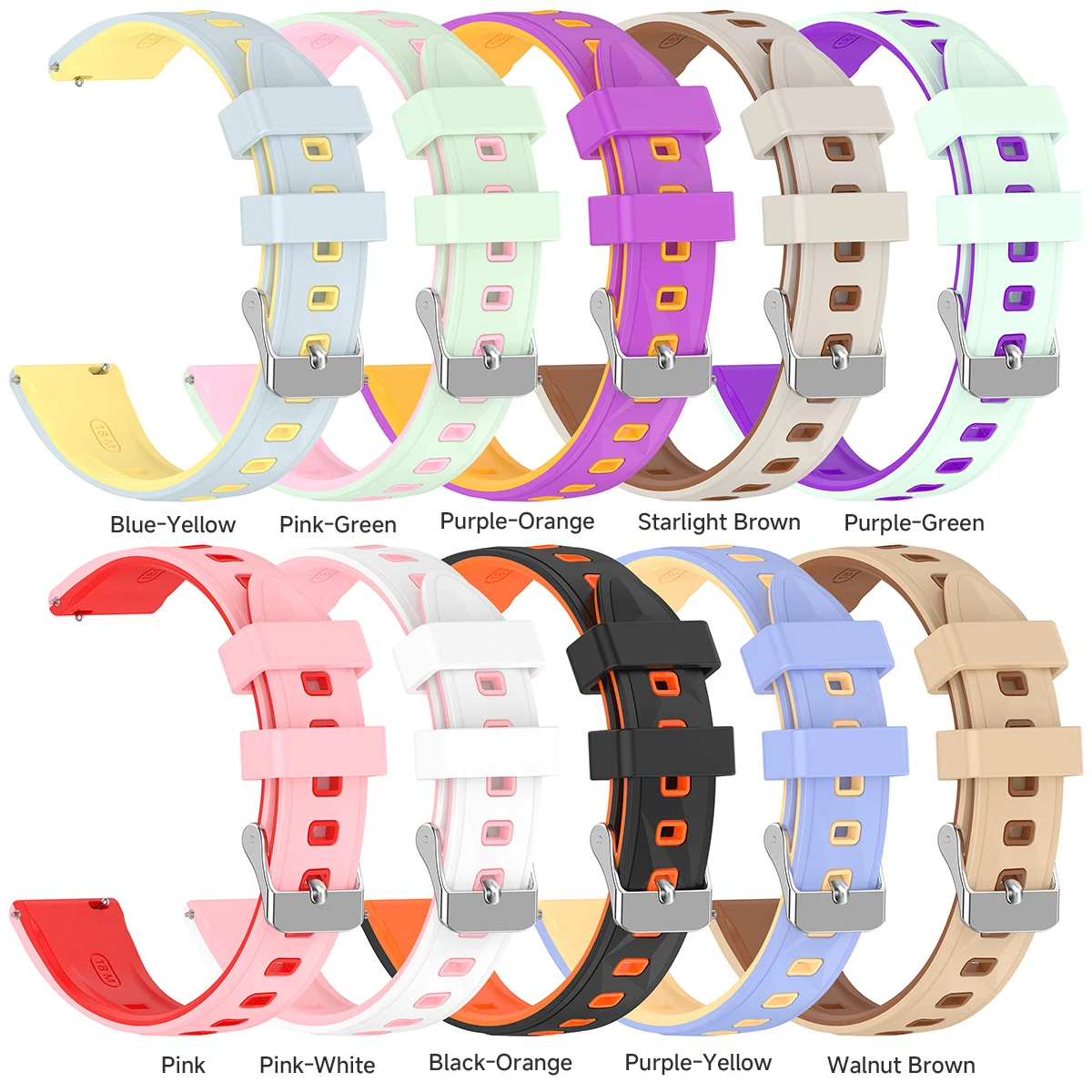 Sporty 18mm Silicone Smartwatch Replacement Band Bracelet, 41mm Wristband Accessory