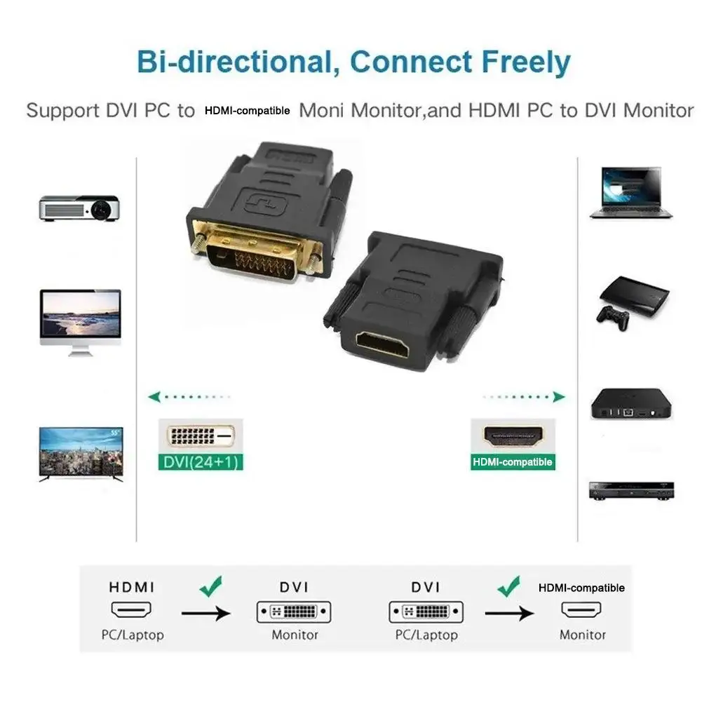 Vention DVI To HDMI Adapter Bi-directional DVI D 24+1 Male To HDMI Female Cable Connector Converter For Projector DV hdmi cable hdmi adapter cable hdmi adapter usb adapter cable usb c to hdmi cable hdtv cable hdtv adapter cable typec to hdmi cable hdmi to vga converter dp to dvi adapter cable