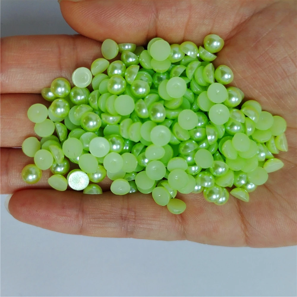 Assorted Sizes Multicolor ABS Half Round Plastic Pearl Flat Back Rhinestones for Nail Art and Jewelry Crafting