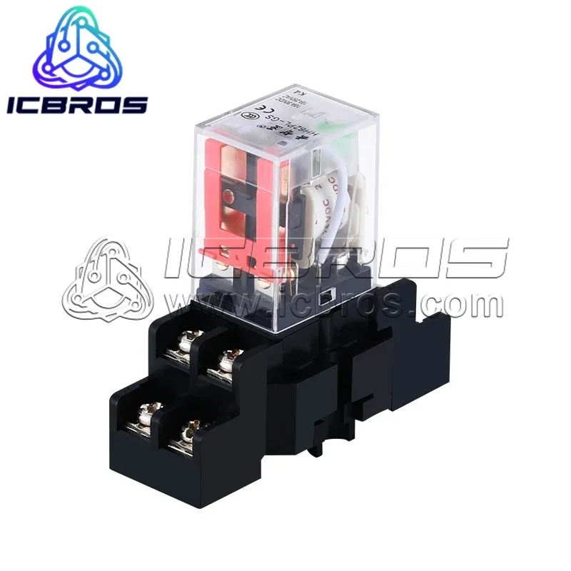 รีเลย์กลาง220V AC 12V สวิตช์ LY2NJ แบบแม่เหล็กไฟฟ้าขนาดเล็ก24V DC HH62P-GS 380V 1