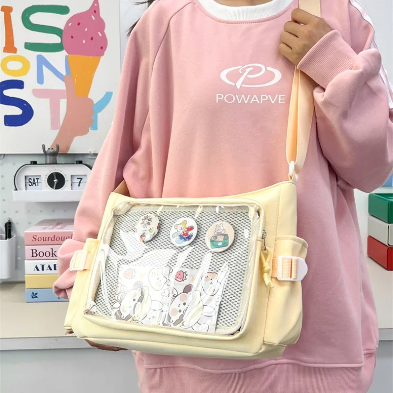 Preppy Style Candy Colour Cute Shoulder Bag Anime Expo Transparent Badge Display Messenger Bag Women Doll Itabag Crossbody Bag - Image 3