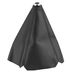 Universal PU Leather Car Gear Shift Collar Boot Cover Accessory (Black stitching)