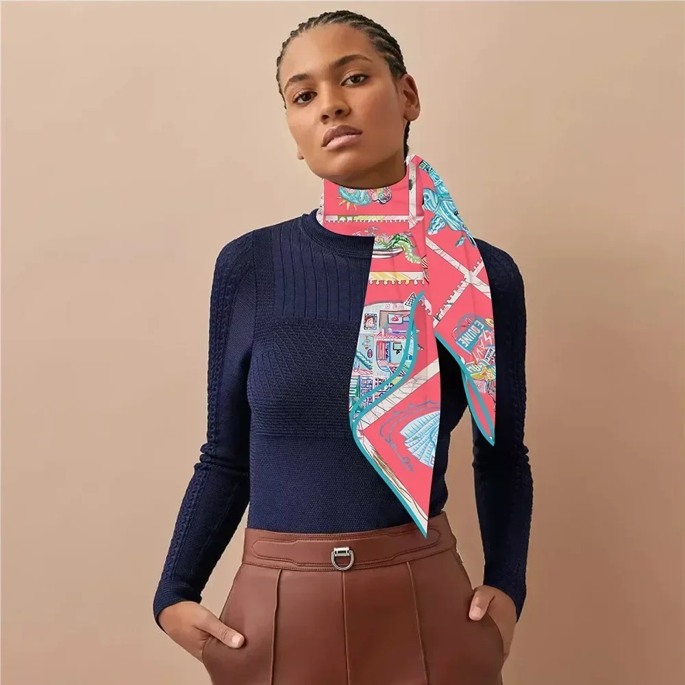 1PC 90Cm Twill Neue Pferd Prisma frauen Dekorative Schal Großen Quadratischen Schal Kopftuch Schal Rahmen Malerei seide Schal Großhandel – Detail 17