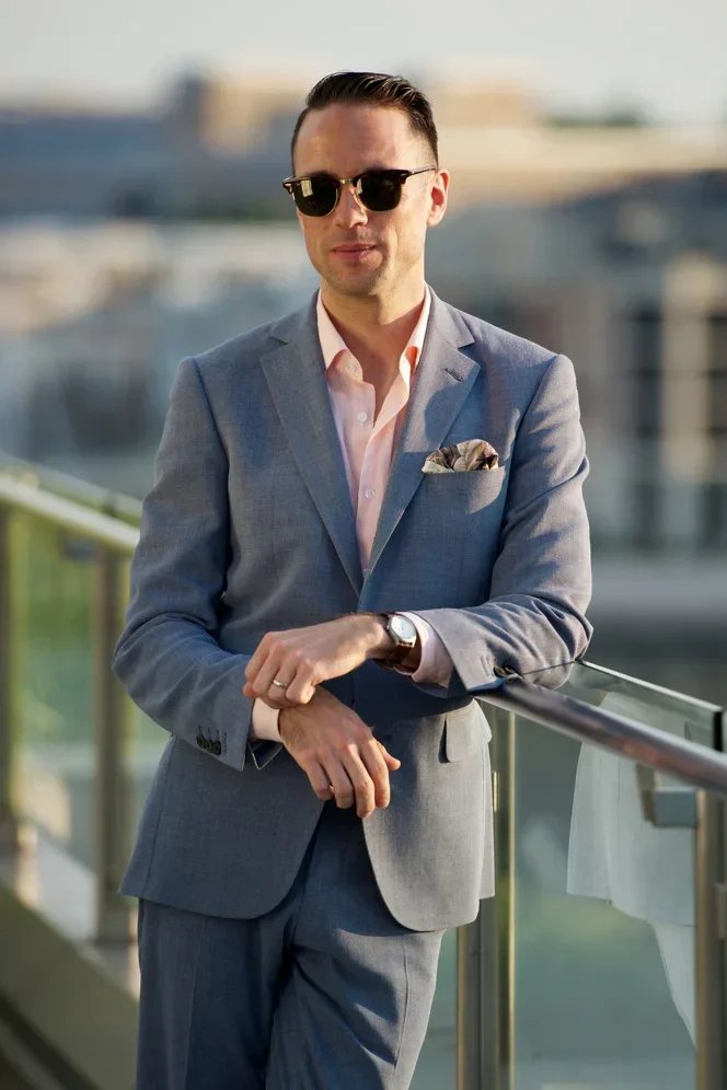High Quality Costume Homme Grey Men Suit Beach Wedding Suits for Men Casual High Street Blazer Custom Slim Fit 2 Piece Tuxedo