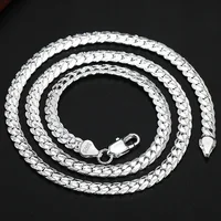 Hot luxury 925 Sterling Silver 5MM 18K Gold Full Sideways Chain Necklace For Woman Men Fashion Wedding Engagement Jewelry Gifts 2