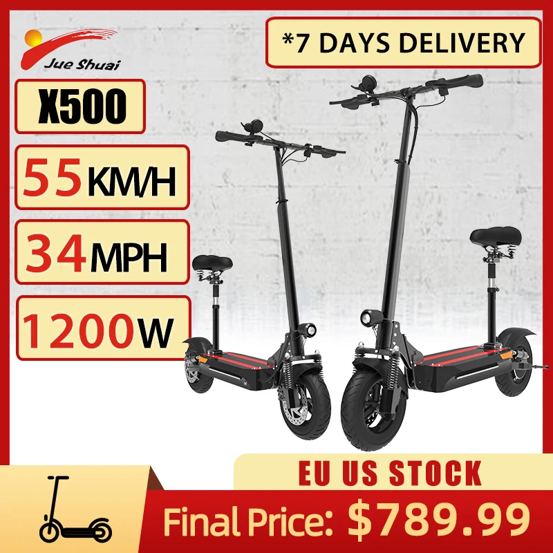 

34MPH Electric Scooter Jueshuai X500 Scooters Electric Motor 1200W E Scooters Seat Adjustable Escooter Waterproof Alarm US Stock