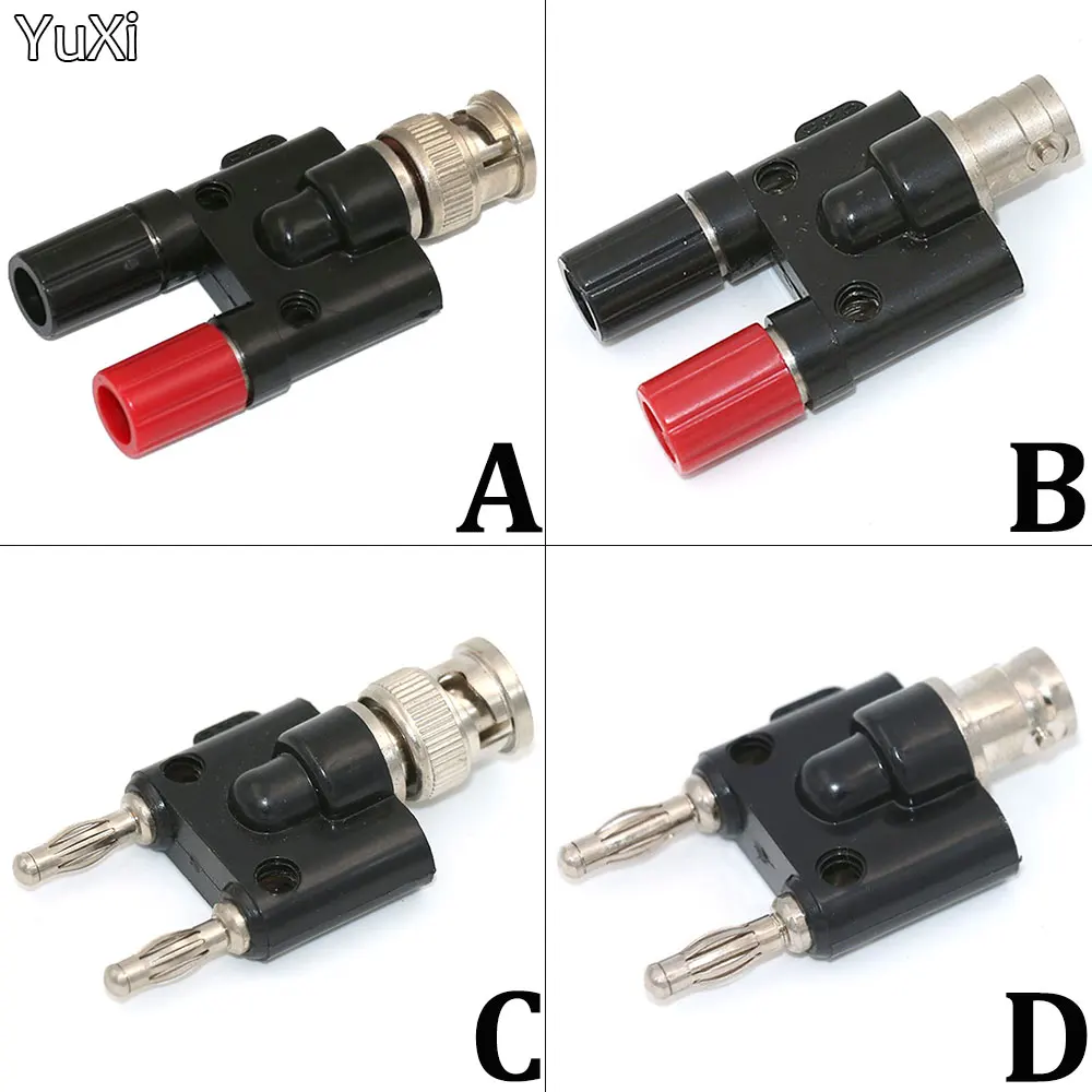 

YUXI 1PCS Q9 BNC Banana To Two Dual 4mm Banana Male Female Jack Coaxial Connector BNC Tee Type 3Way Splitter RF Adapter