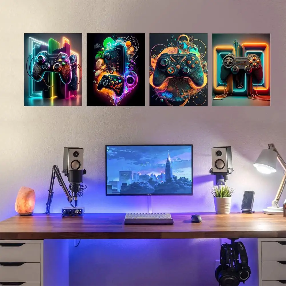 

Game Wall Sticker Neon Video Gamer Wall Decals Gaming Room Background Wall Art Boys Playroom Decoration Children Game Room