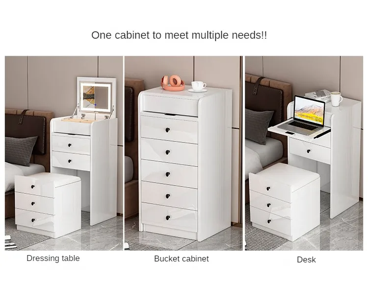 Description Picture 3 of itemWood Modern White Dressing Table Mirror Girl Bedroom Fashion Minimalist Vanity Table Mobile Tocador Espejo Makeup Station OB50HZ