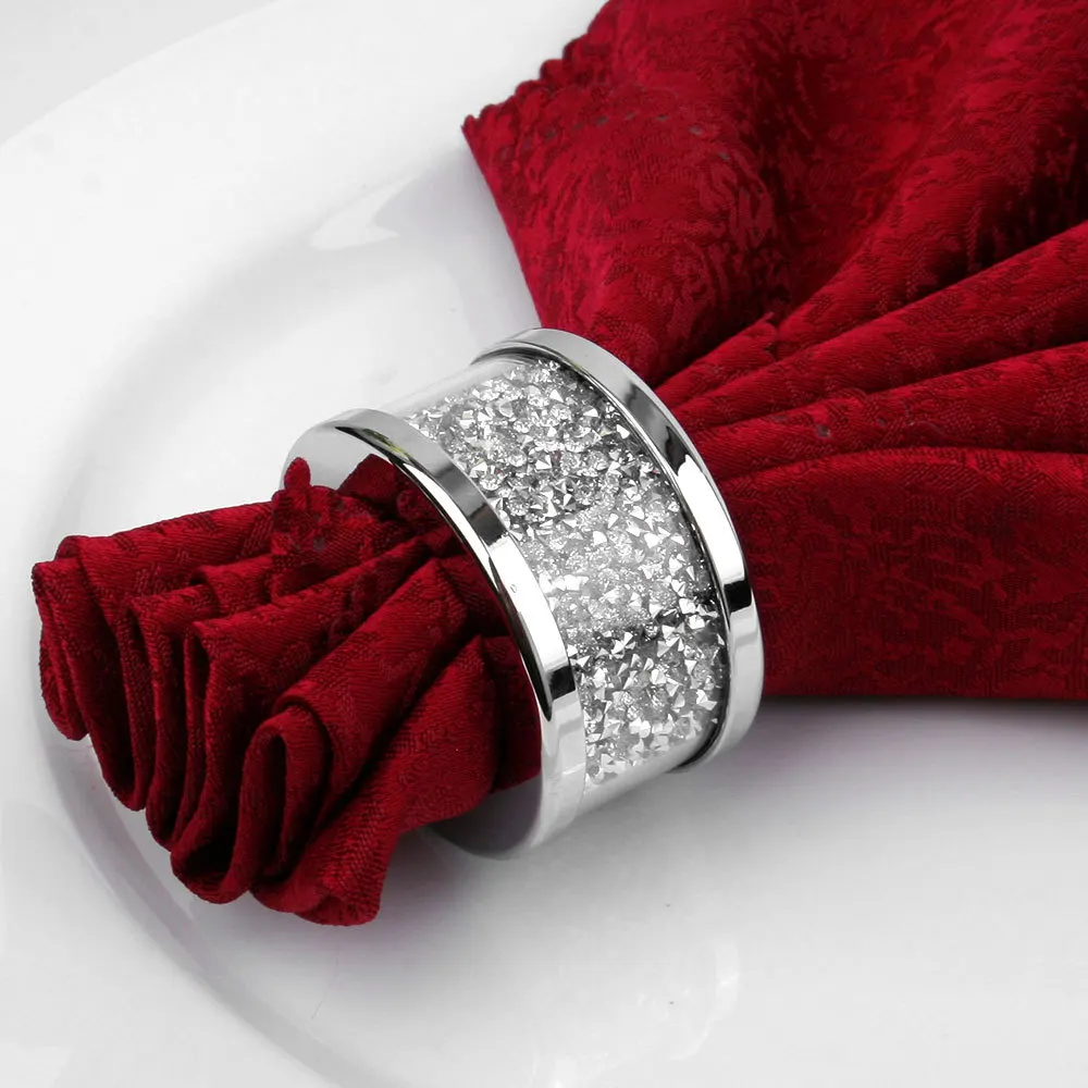 

Silver Metal Napkin Ring Hotel Crystal Napkin Ring Western Restaurant Napkin Buckle Ornament Home Decoration Accessories