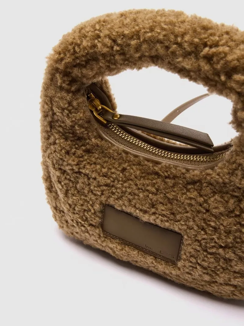 Autumn Winter Women Fashion small Plush Single Shoulder Bag Patchwork Armpit Bags Ladies Casual Messenger Bag