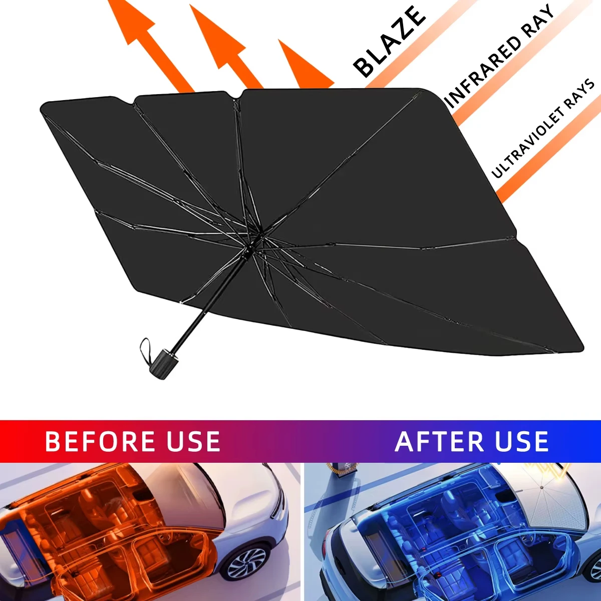 Car Sunshade Umbrella Portable Foldable Windshield Protector Parasol for Auto Window Shading Summer Sun Protection Accessories windshield sunshade car sunshade windshield sun shade