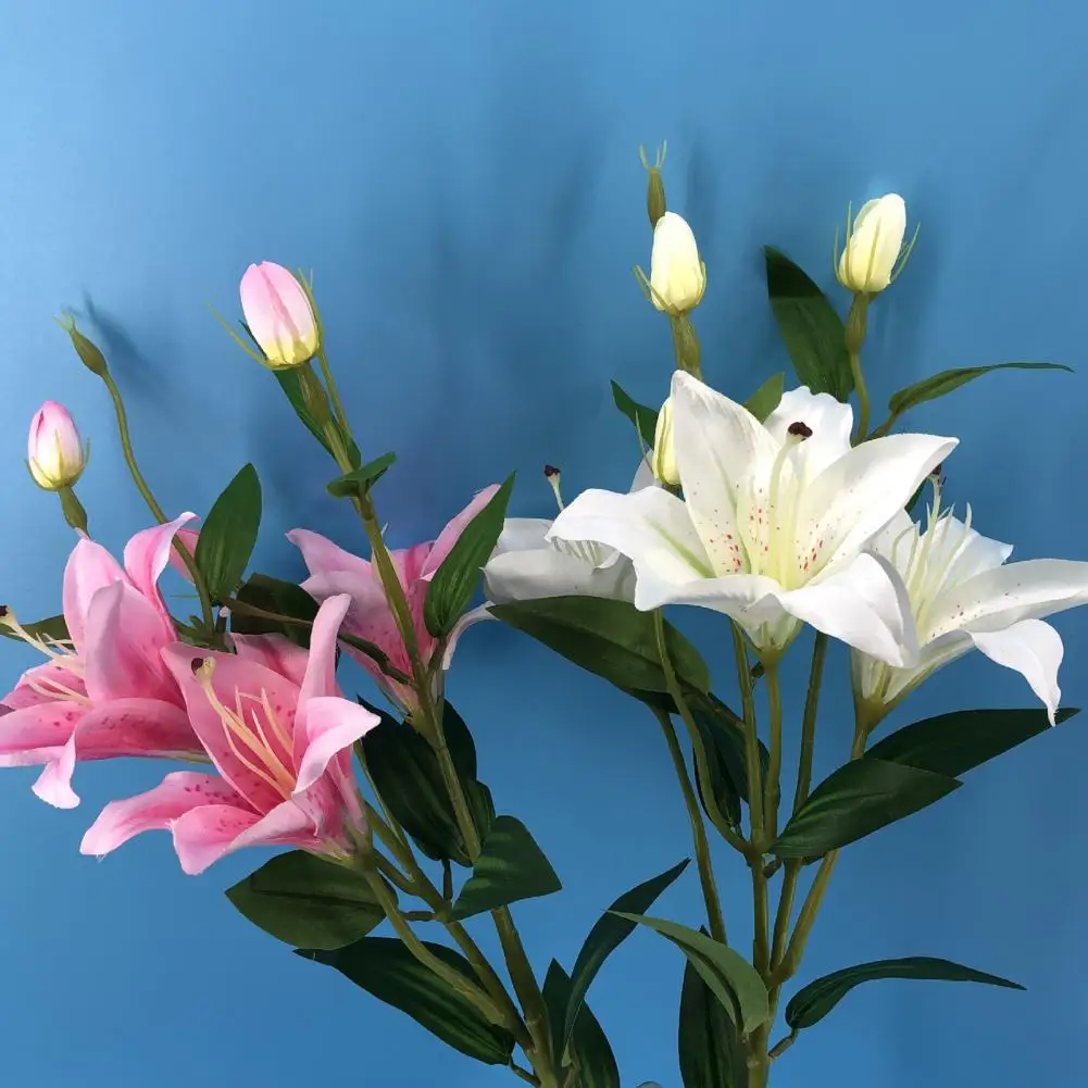 1Pc 80cm Fake Flower 6 Heads Plastic Photography Prop Artificial Lily Flower Fadeless  Poinsettia Bouquets Christmas Table Decor