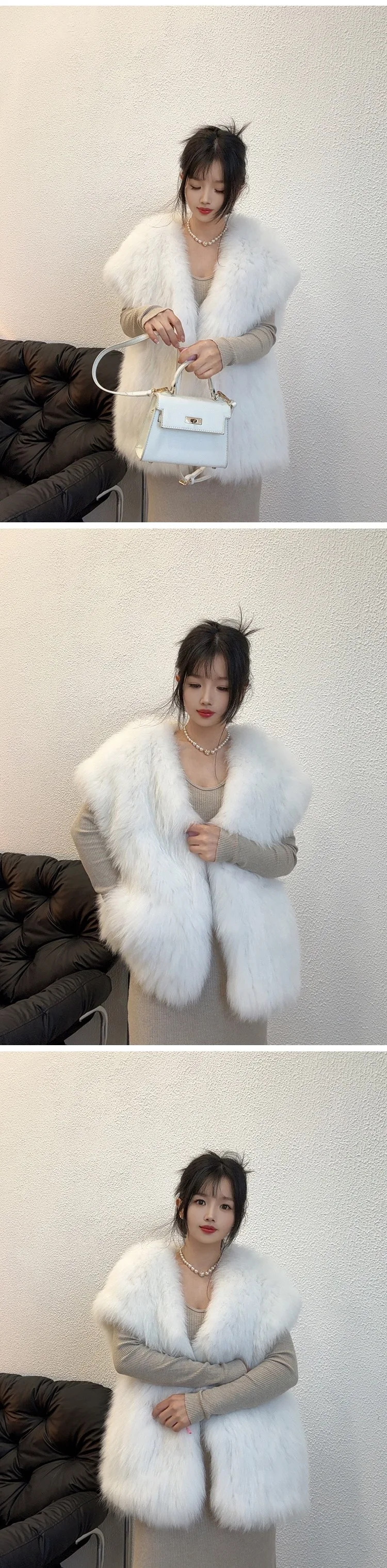 This year's popular internet celebrity style double-sided woven fox fur vest women's slim and young style