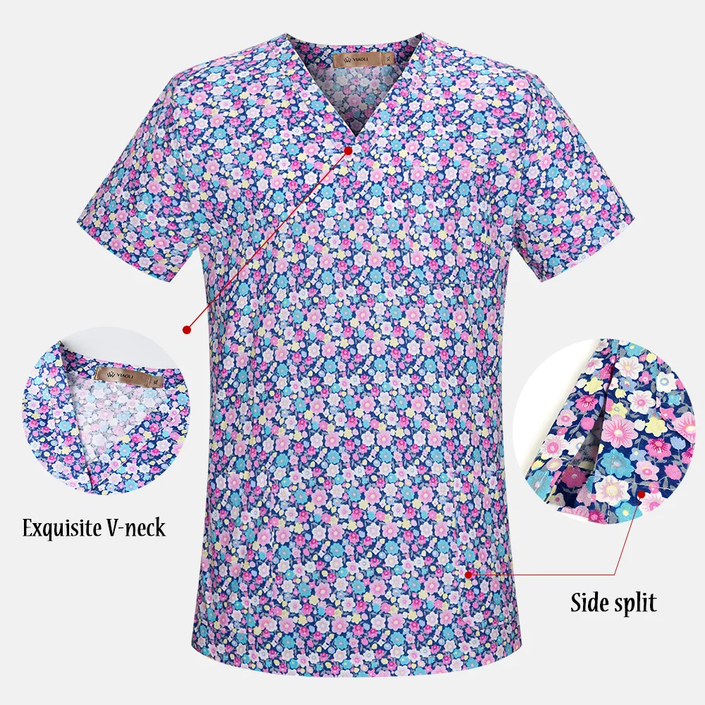 Animal Printing Surgery Clothes Cotton Medical Clothing Medical Scrubs Dental Nursing Uniform Surgical Shirts for Women and Men nurse scrubs top nurse uniform suits nurse uniform dress