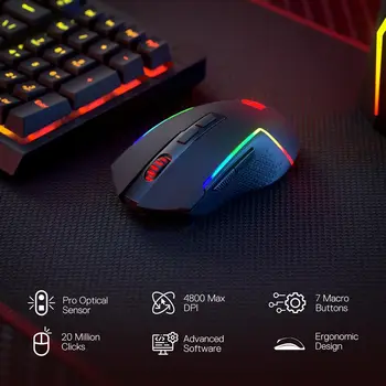 Redragon S142 Wireless Gaming Keyboard & Mouse Combo, 98 Keys K515 PRO Wireless RGB Membrane Keyboard 5