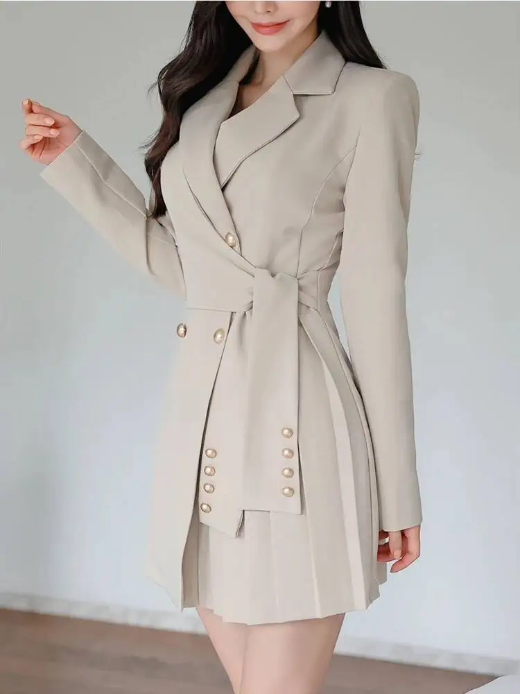 Autumn Short Blazer Dress For Women Double-breasted Lace-up Slim Mini Dress  Vestidos Elegant OL Work Wear Woman Clothing - AliExpress 200000345