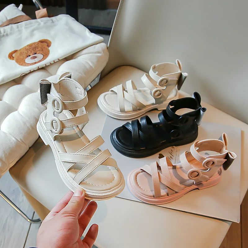 

Girls Roman Sandals Big Kids 2024 Summer New Fashion Soft Soled Princess Shoes for Little Girls