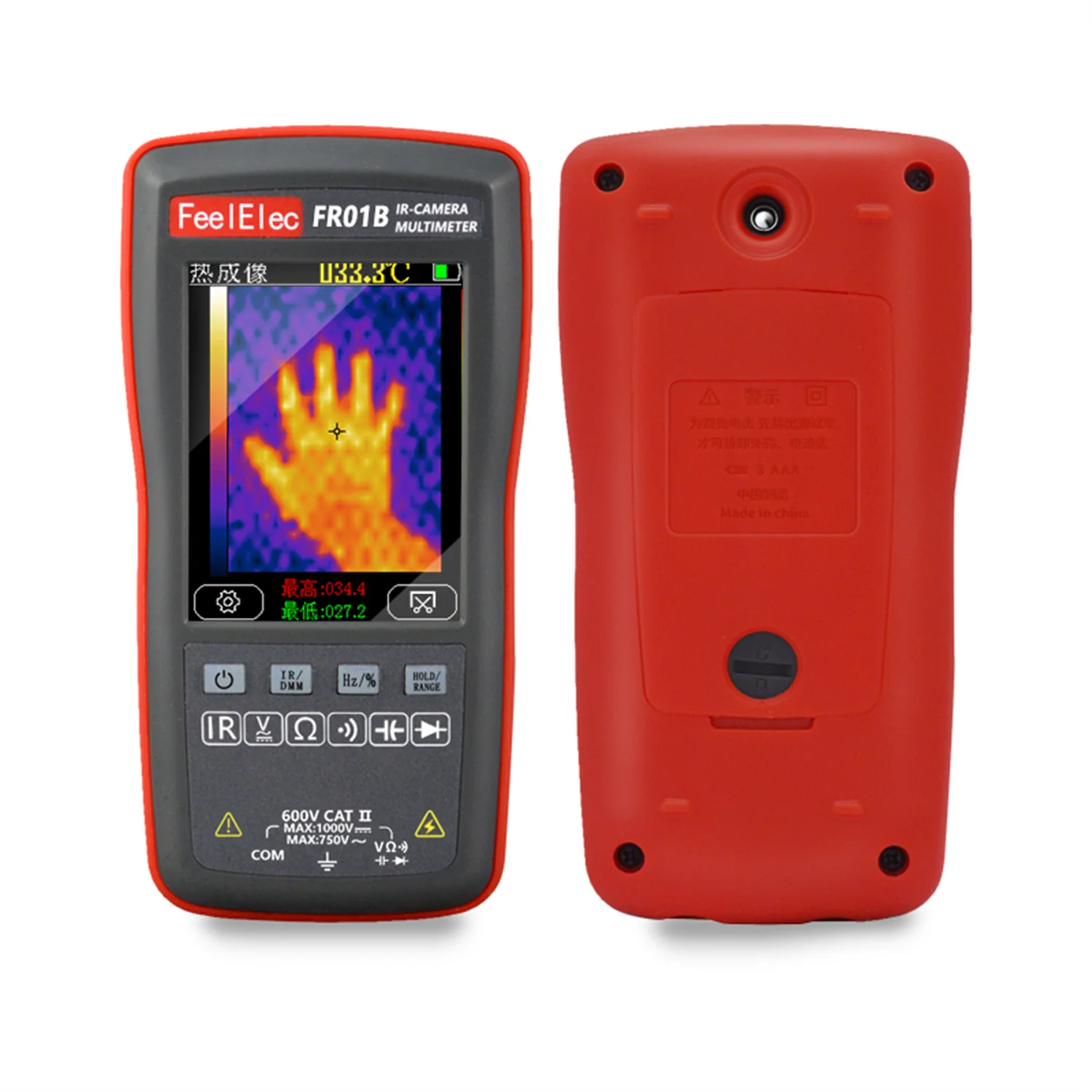 피엘렉 FR01 2in1 열화상 카메라 멀티미터 2.8인치 화면 회로 자동차 검사용 적외선 열화상 카메라 멀티미터