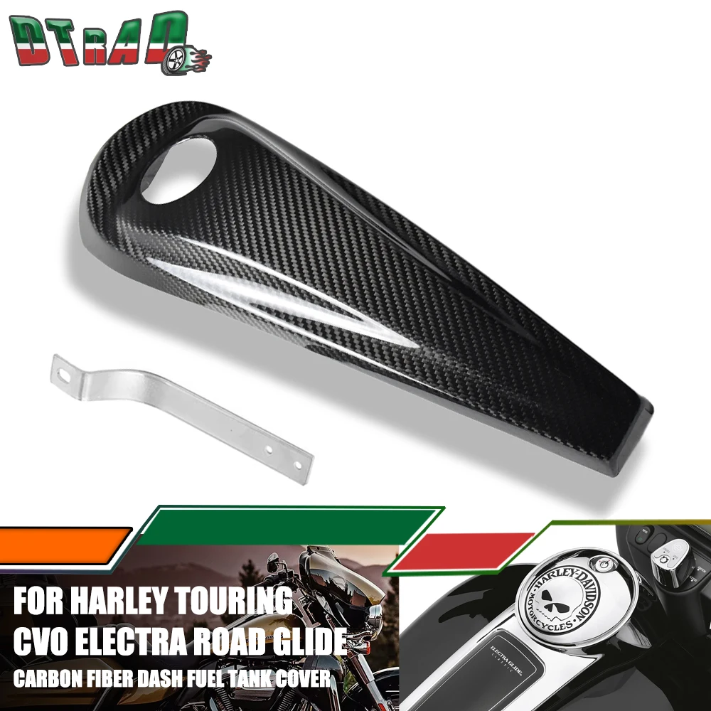 Motorcycle Twill Carbon Fiber Dash Fuel Console Gas Tank Cap Cover For Harley Touring CVO Electra Road Street Glide 08-22