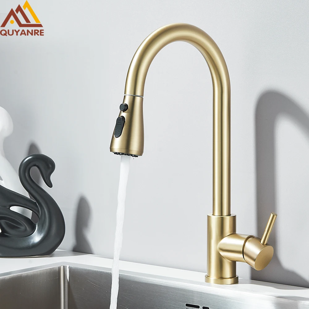 Pull Out Kitchen Faucet 2-way Sprayer Water Tap Single Handle Mixer Tap 360 Rotation Hot Cold Water For Kitchen